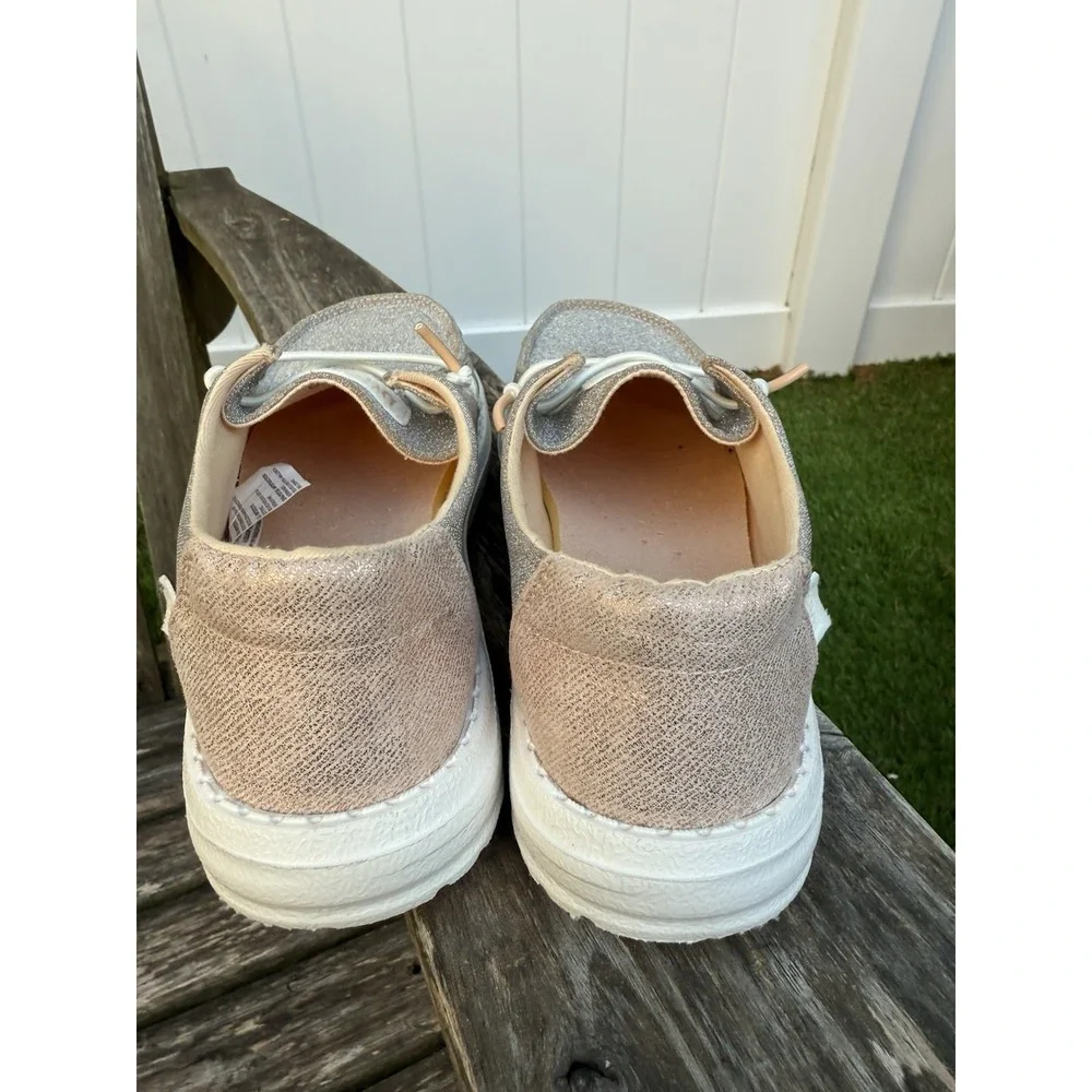 Hey Dude Silver Sparkle Disco Ball Wendy Kid's Slide On Shoes Size‎ 4 Youth K